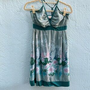 Green and Pink flowers DKNY halter dress